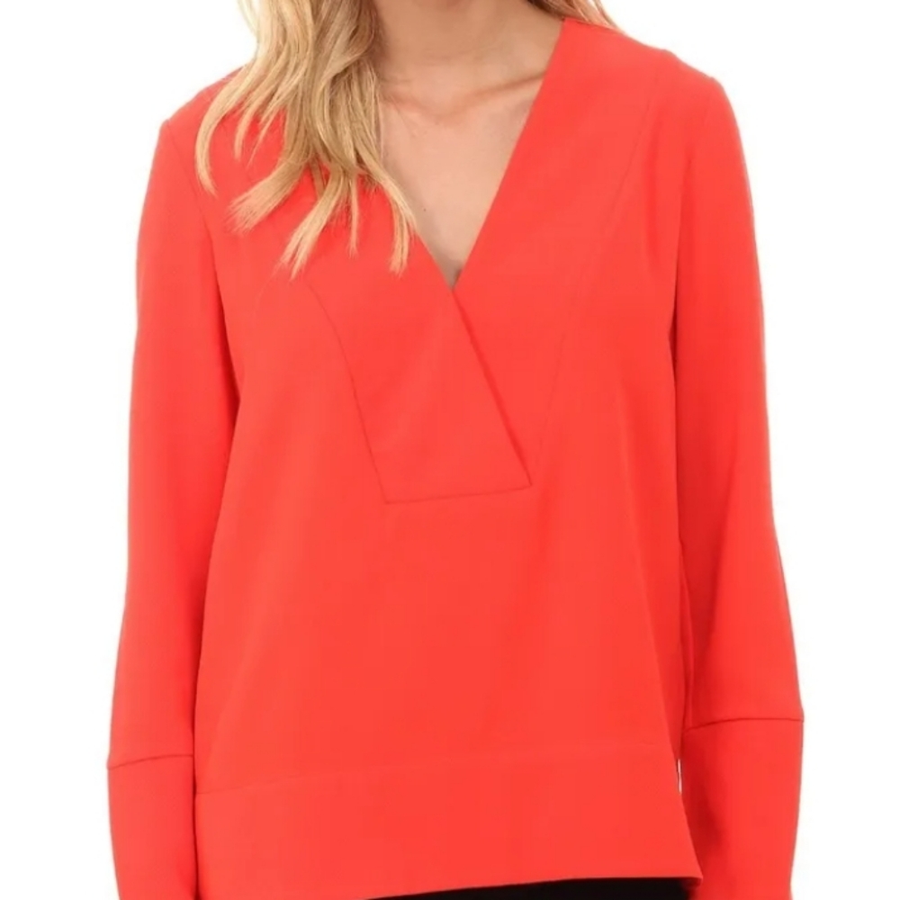 French Connection Tunic Blouse Size 4. Womens Top Arrow Crepe Riot Red